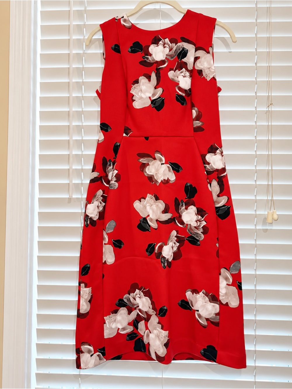 Calvin Klein Red Floral Midi Sheath Dress